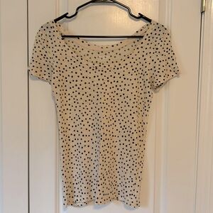Ann Taylor Loft polka dot linen top sweater Small